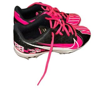 NIKE GIRLS HYPERDIAMOND KEYSTONE pink black softball cleats size 5.5y youth